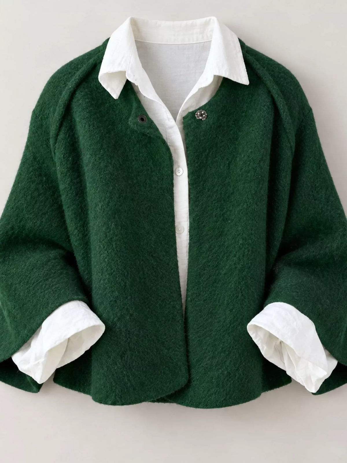 Fuzzy Texture Open-Front Cropped Jacket — garment front