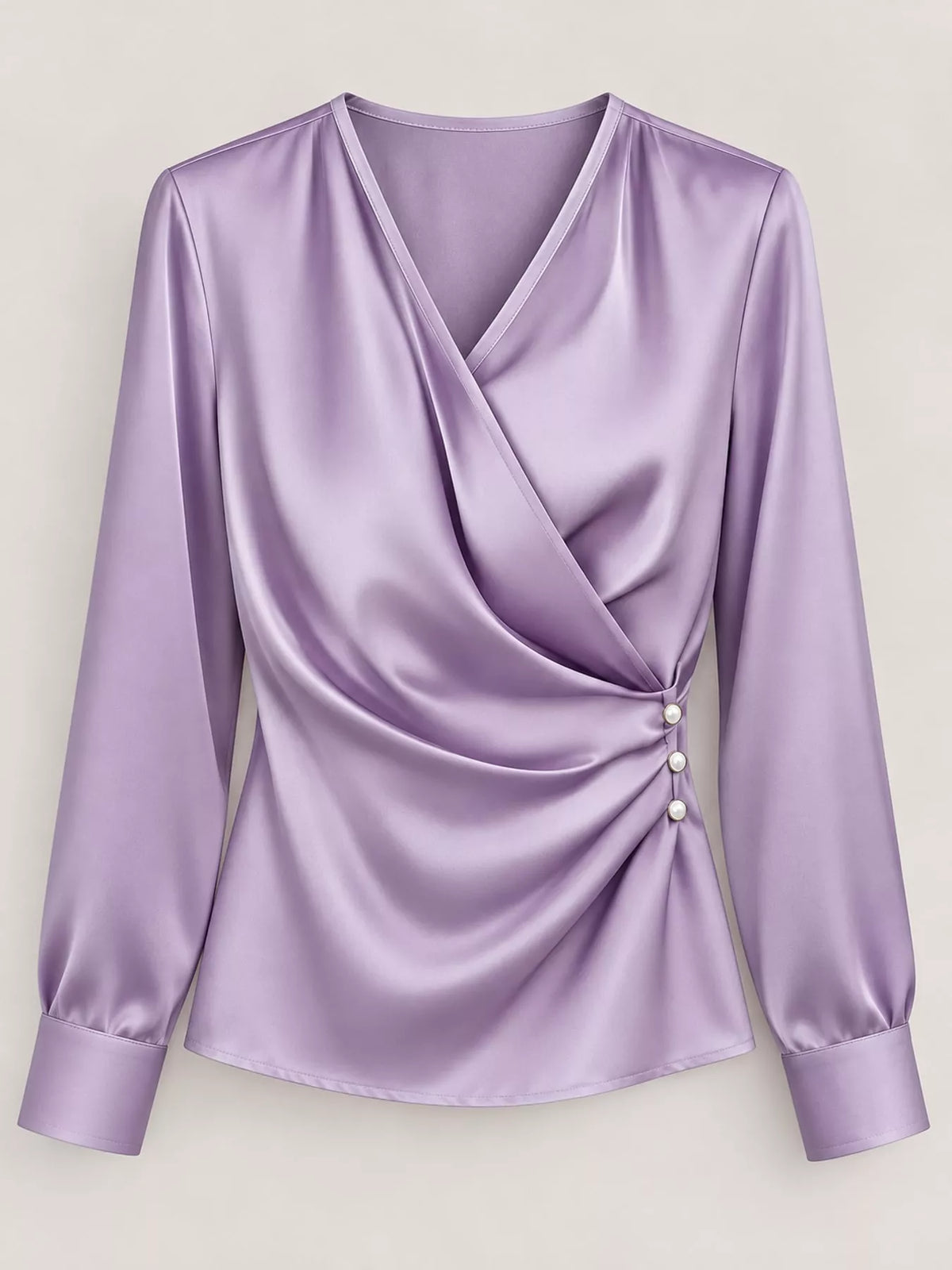 Surplice blouse, lilac hanging front