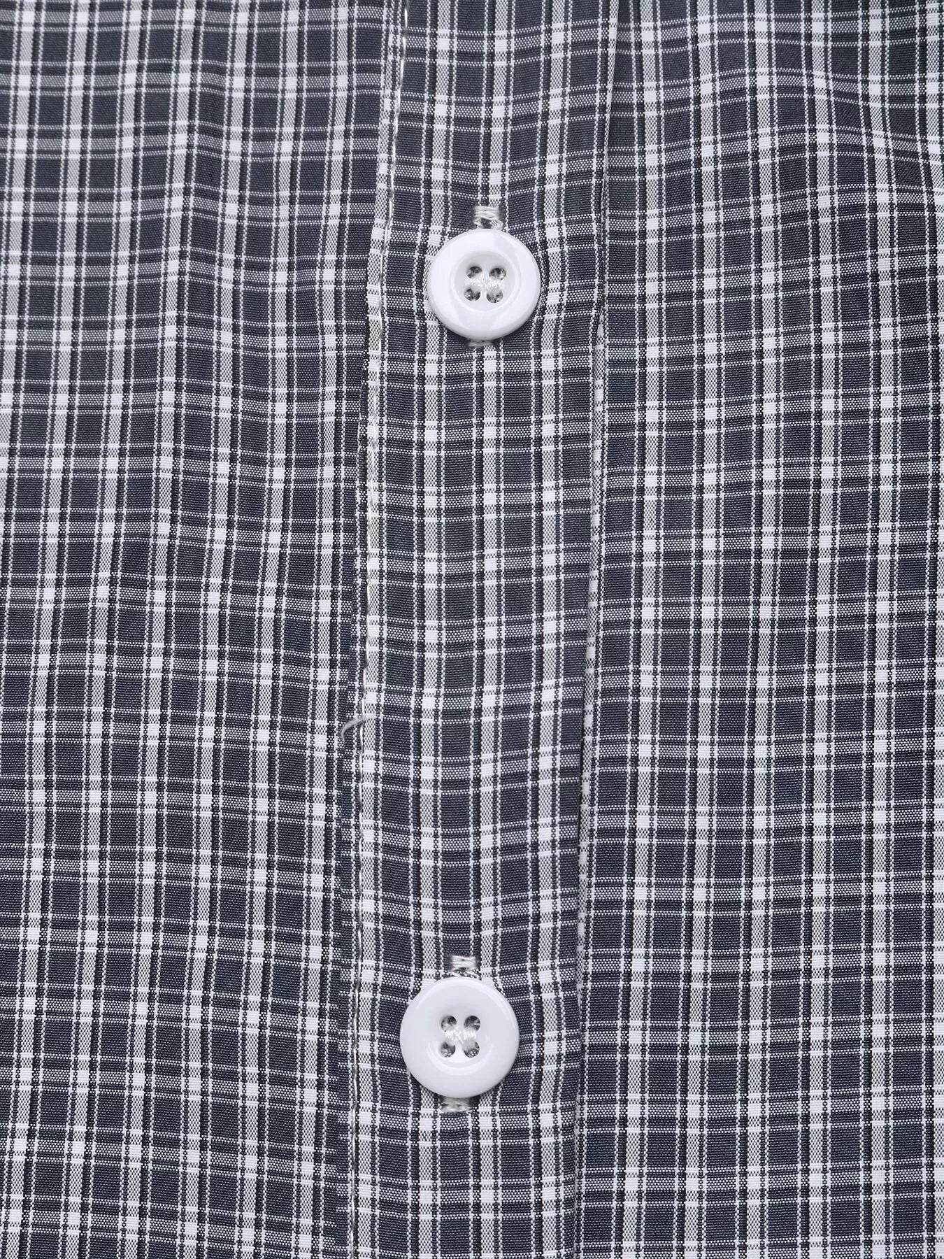 Trendsi Gingham Button Up Shirt with Tie-Sleeve Detail -
