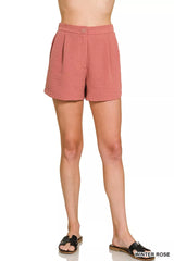 Trendsi Zenana Woven Airflow Back Elastic Waist Shorts -