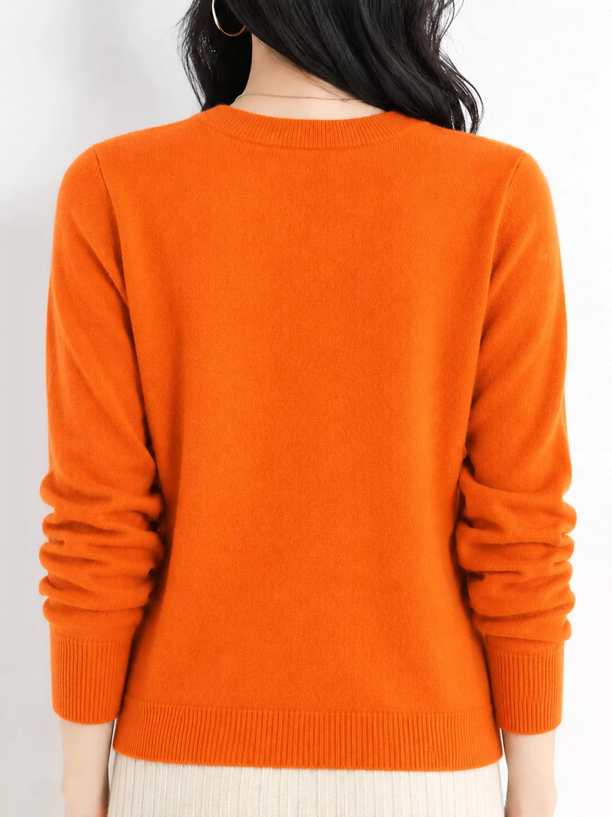 Crew Neck Long Sleeve Sweater — back view
