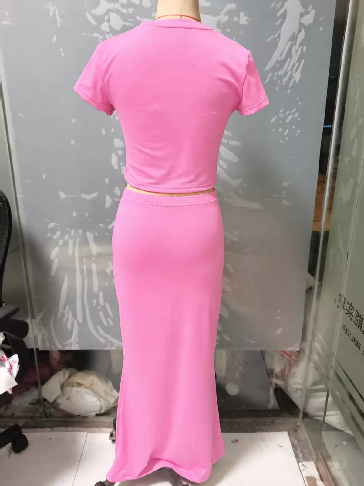 Top and skirt set, back view