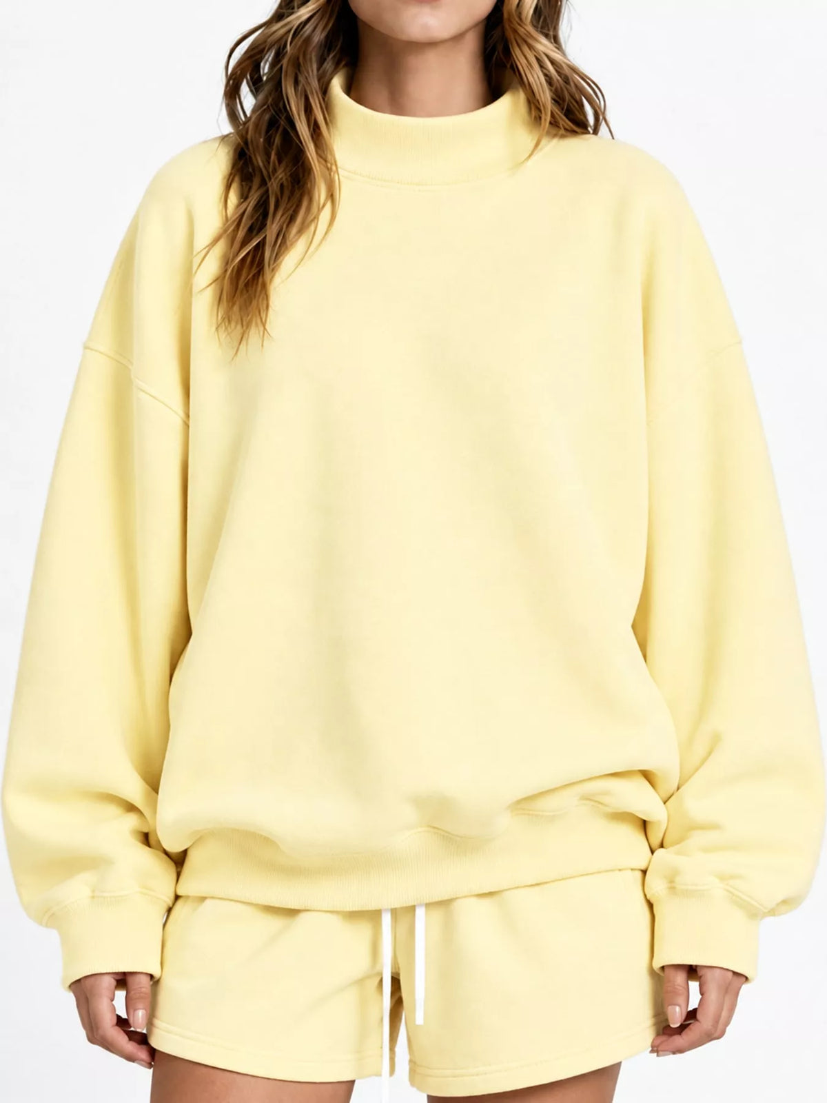 Light yellow oversized dropped shoulder sweatshirt