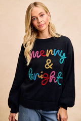 Trendsi BiBi Tinsel Lettering Christmas Sweater -