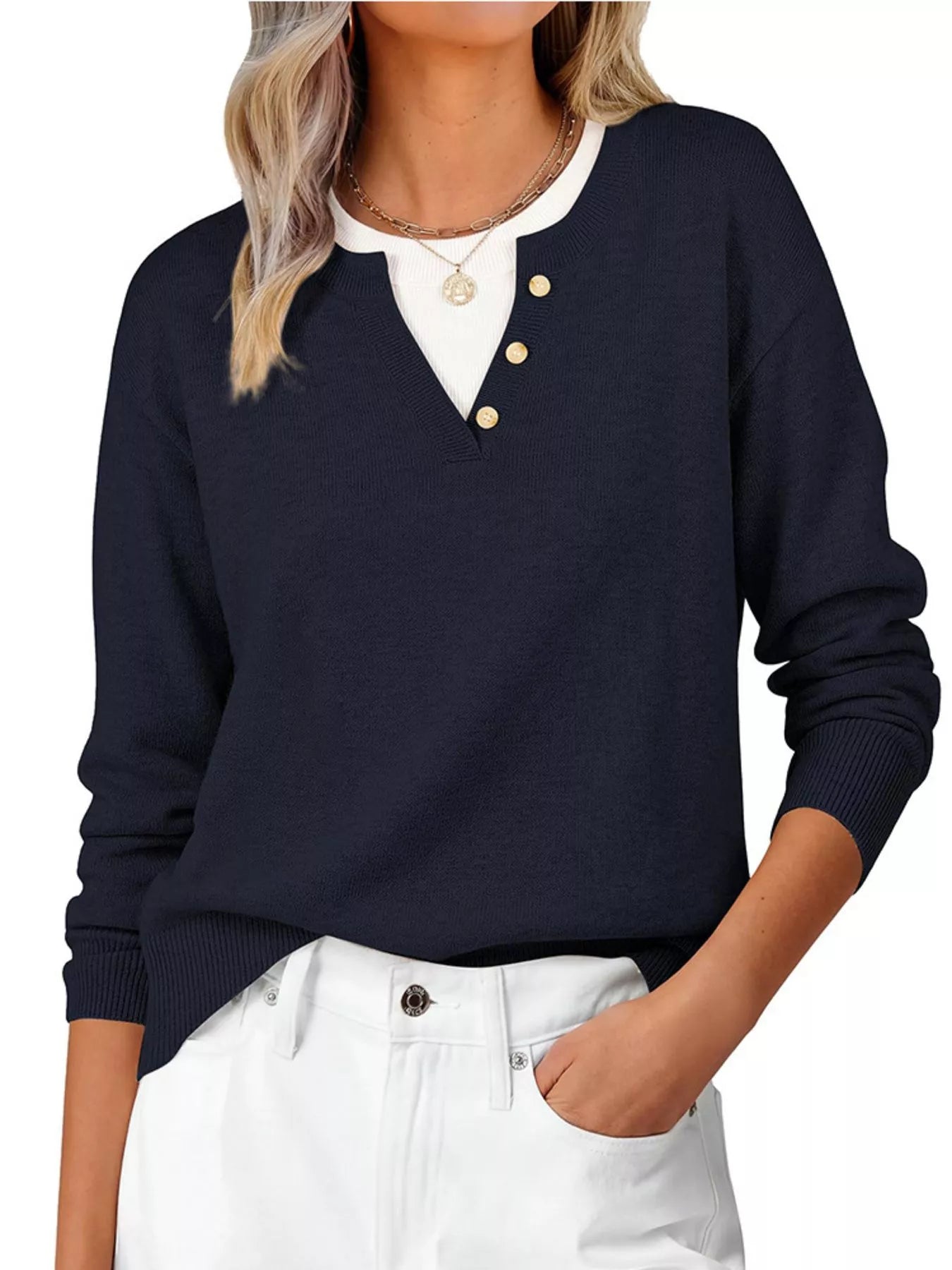 Trendsi Long Sleeve Dropped Shoulder Sweater -