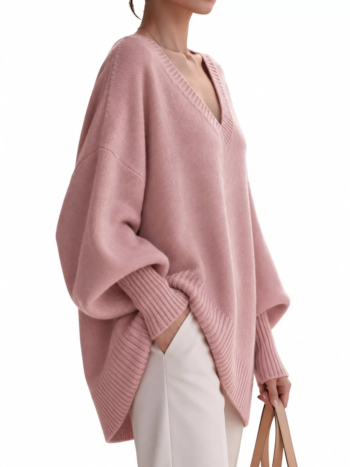 Batwing sweater, pink side