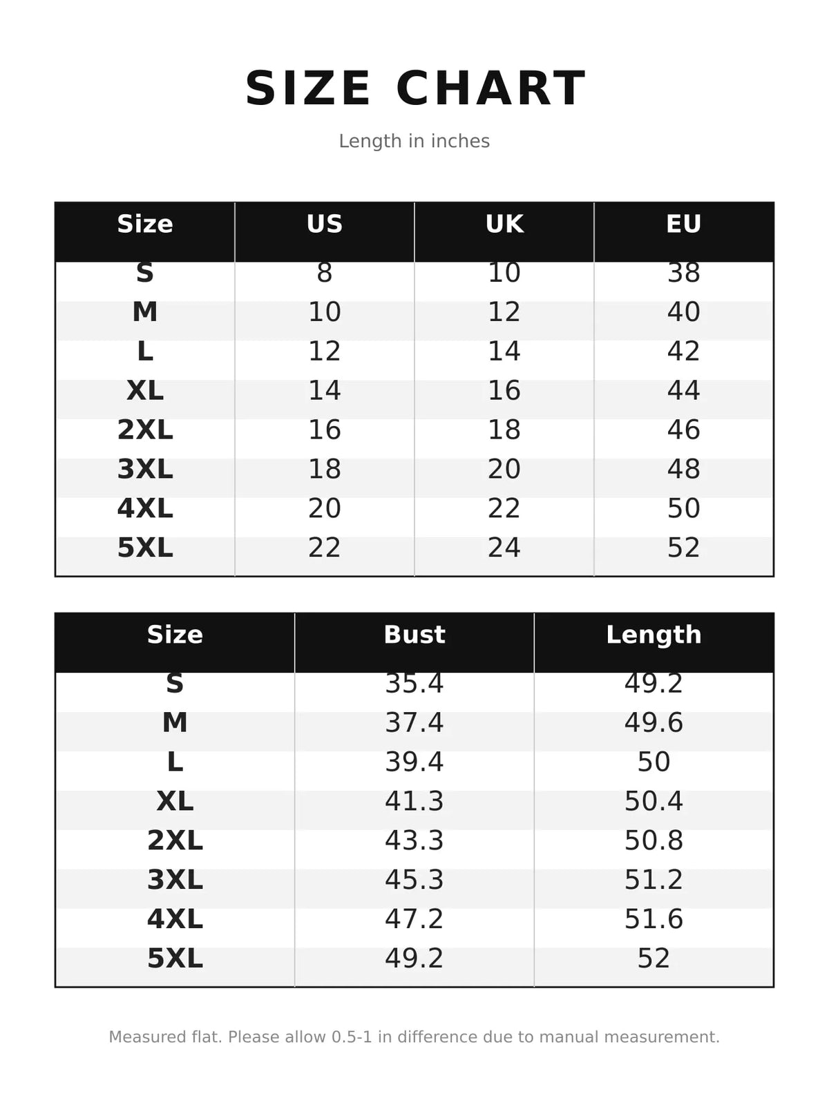 Size chart for V-neck sleeveless jumpsuit