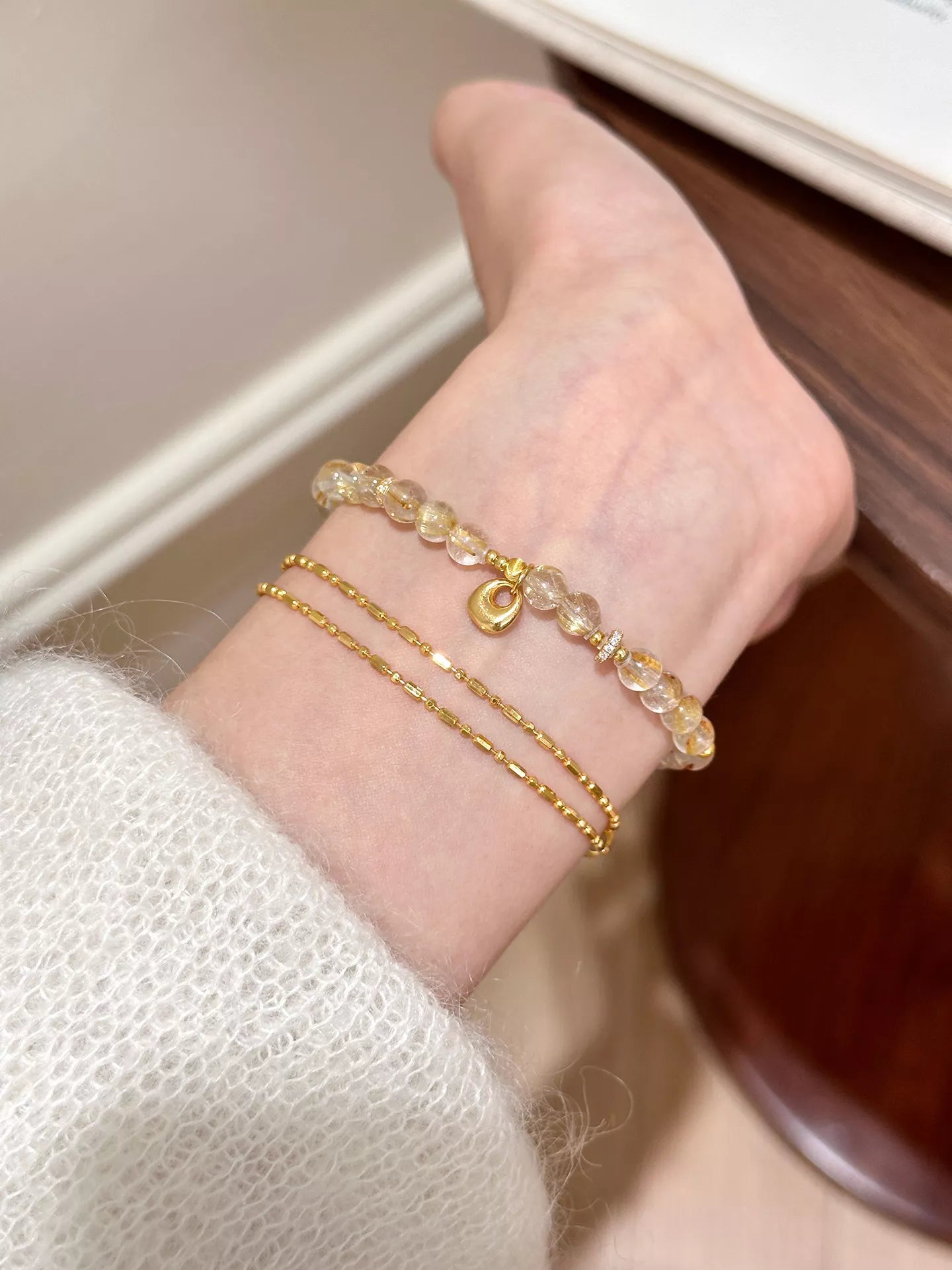 Trendsi Beaded Bracelet with Charm -