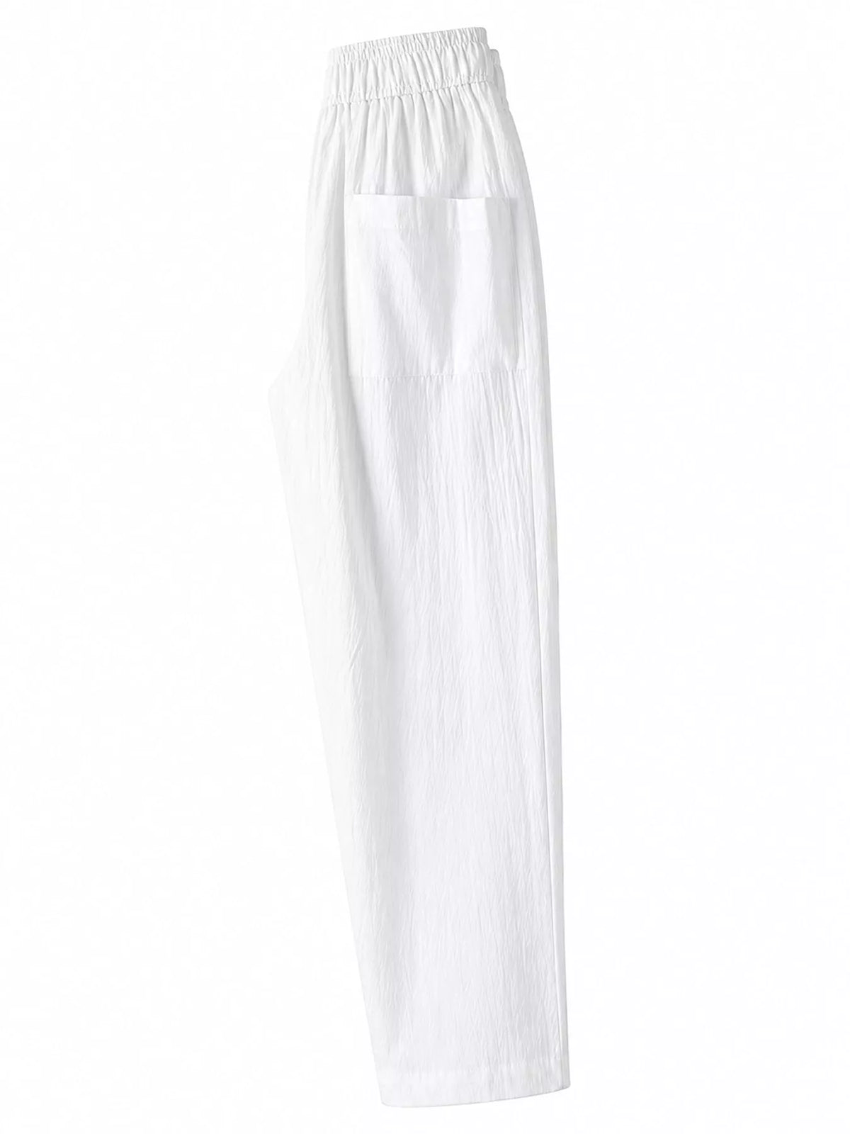 Linen-blend harem pants, white side
