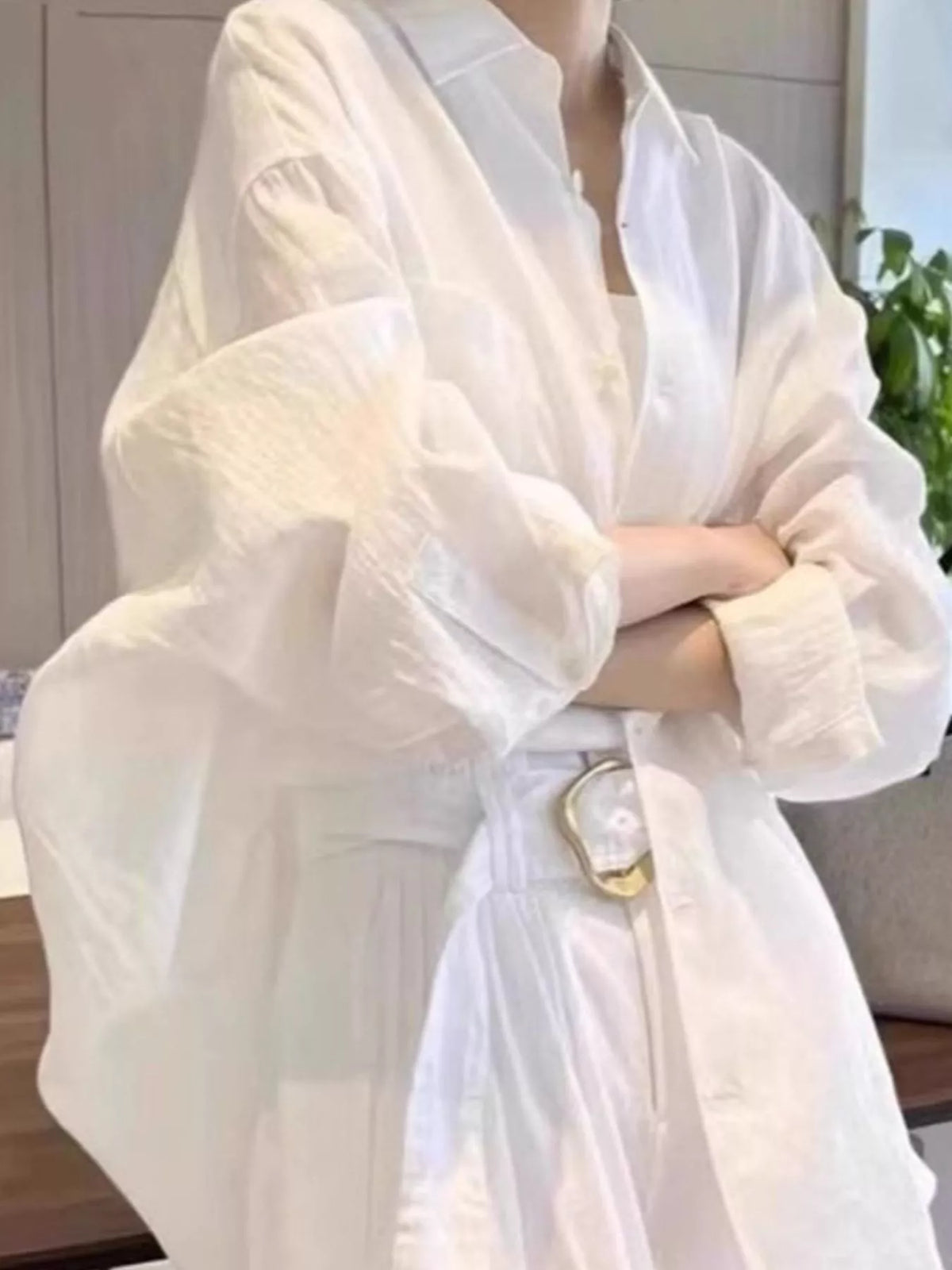 Long Sleeve Button-Down Shirt — front view