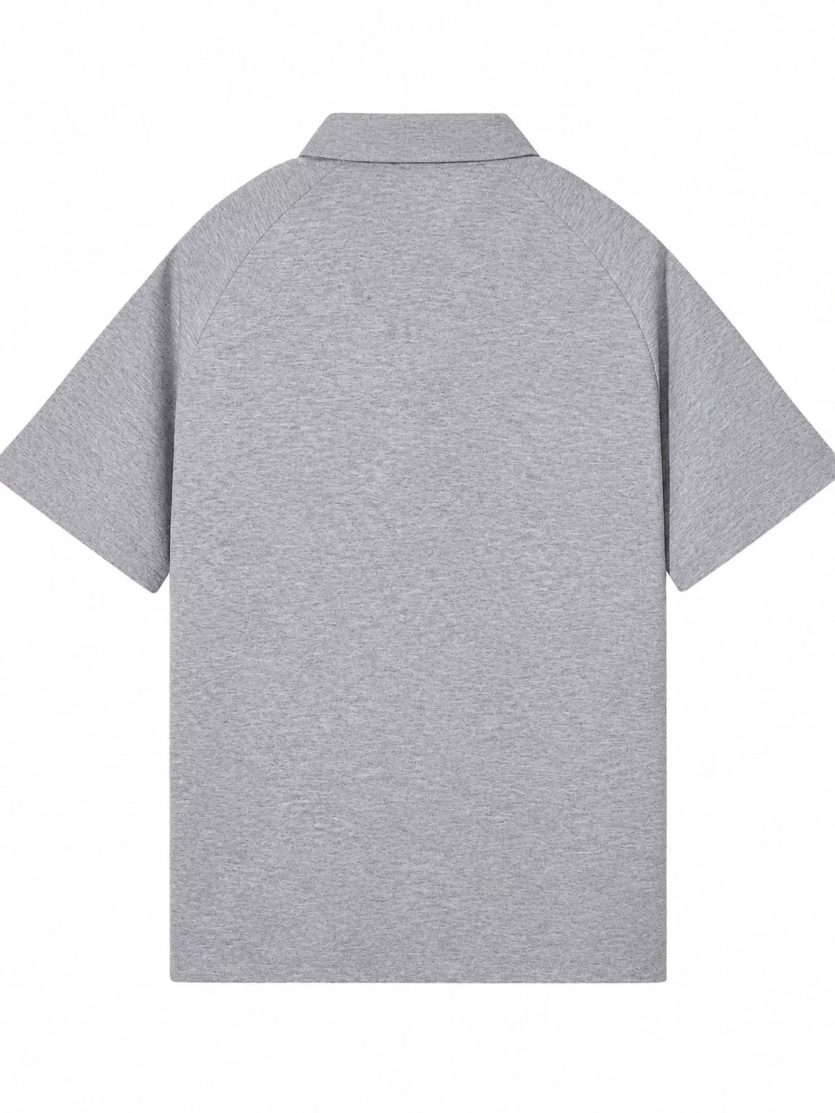 Heather Gray short sleeve polo t-shirt, back view