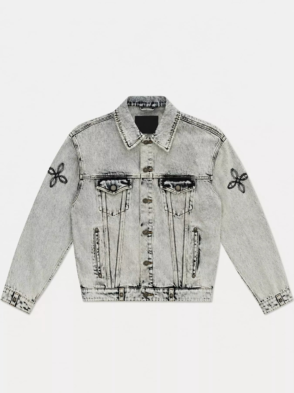Gray oversized button up denim jacket