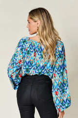 Trendsi Double Take Full Size Printed Balloon Sleeve Blouse -