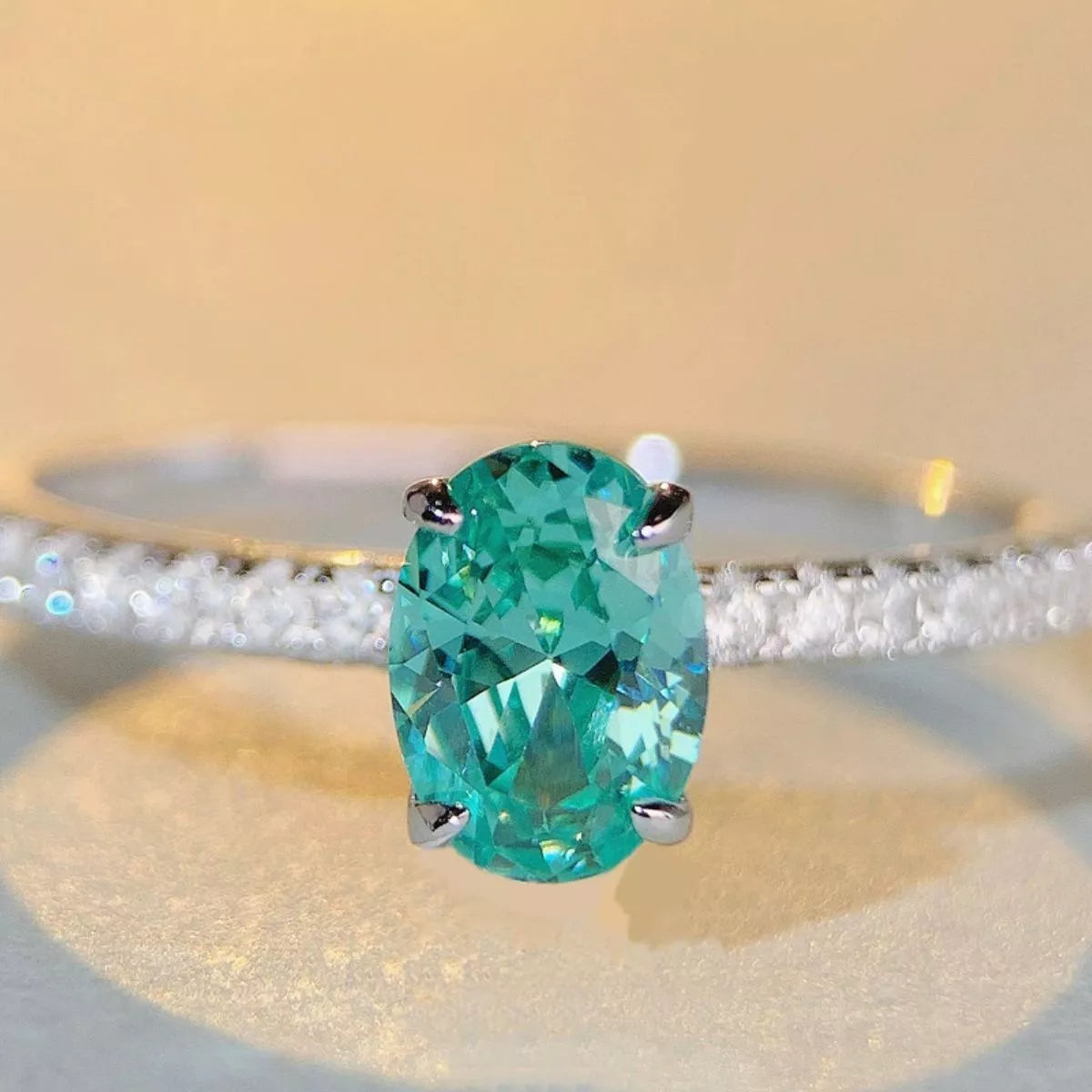 Trendsi 925 Sterling Silver Zircon Oval Ring -