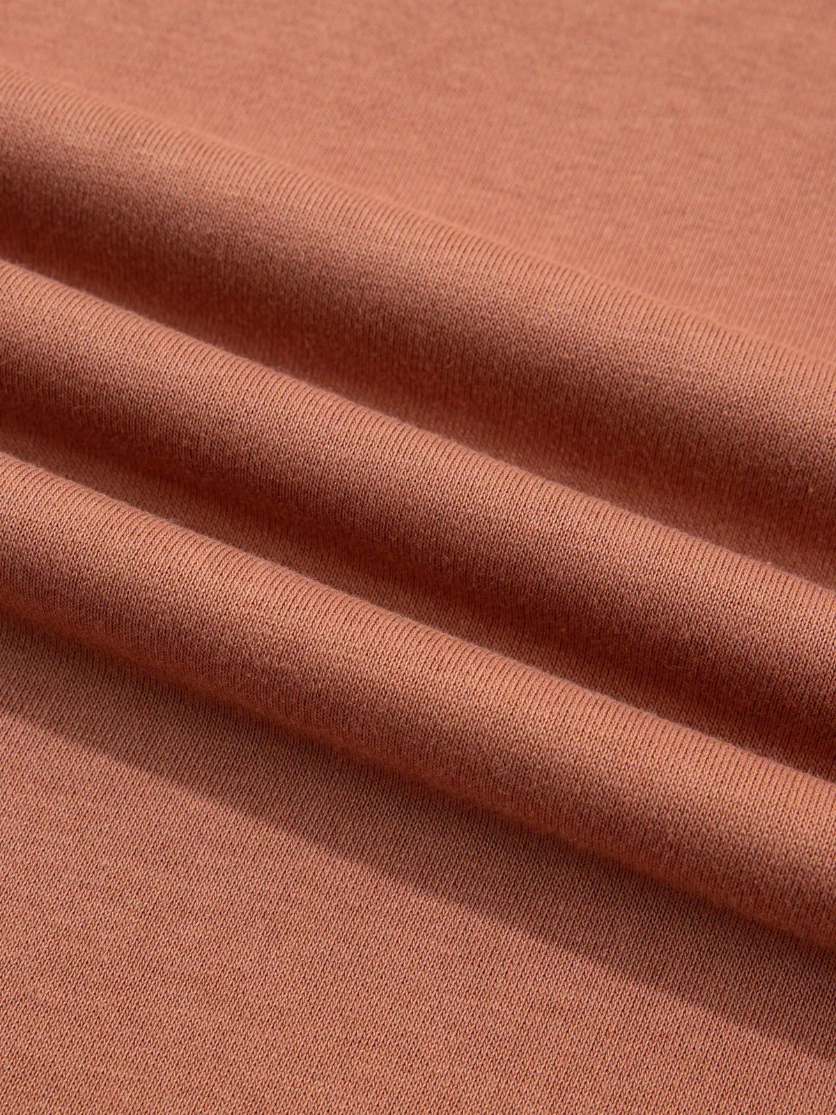 Brown sweatshirt with contrast striped ribbed trim, fabric detail