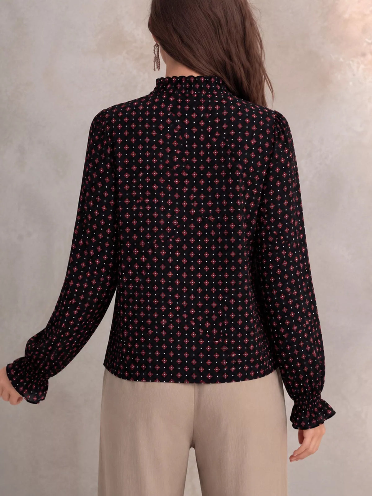 Trendsi Printed Flounce Sleeve Blouse -