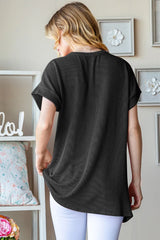Trendsi Women’s USA Graphic Ribbed Short Sleeve Polyester Shirt Plus Size - Shirts