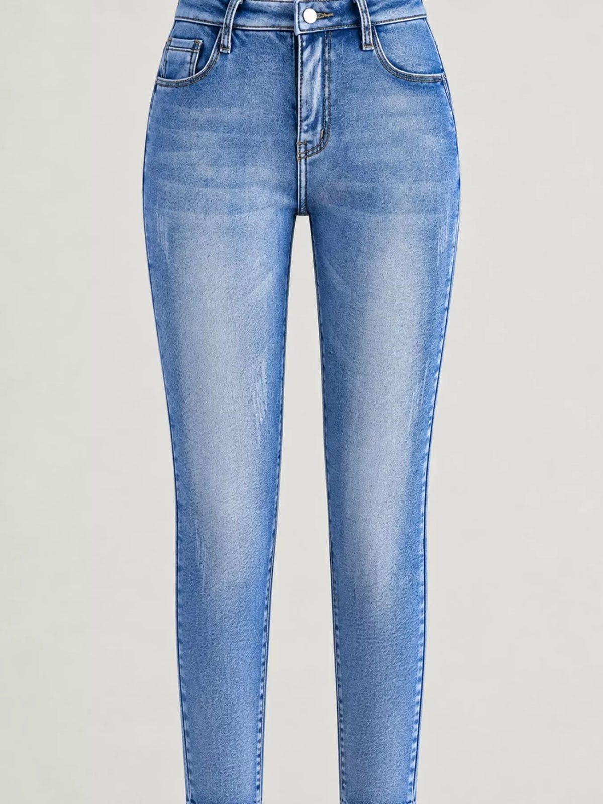 High-Waisted Slim-Fit Stretch Fleece Jeans — front view
