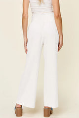 Trendsi Double Take Full Size Texture Smocked Waist Wide Leg Pants -