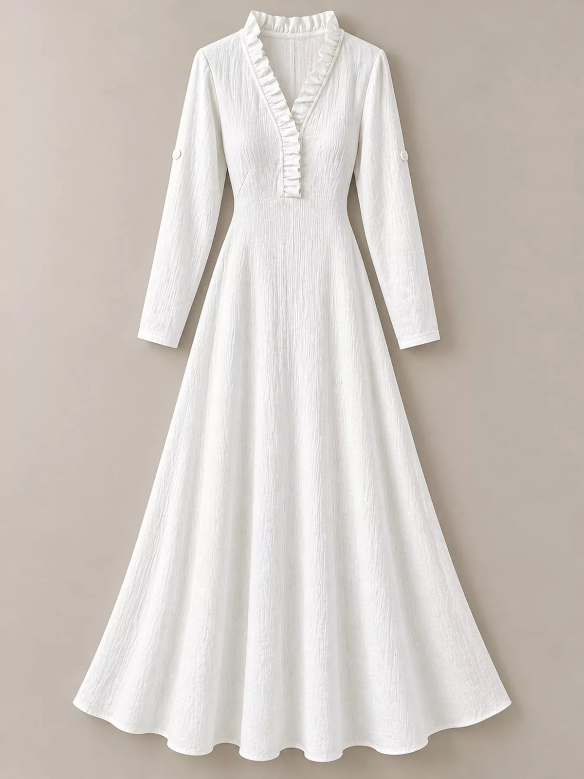 Frill-trim maxi dress, white flat lay