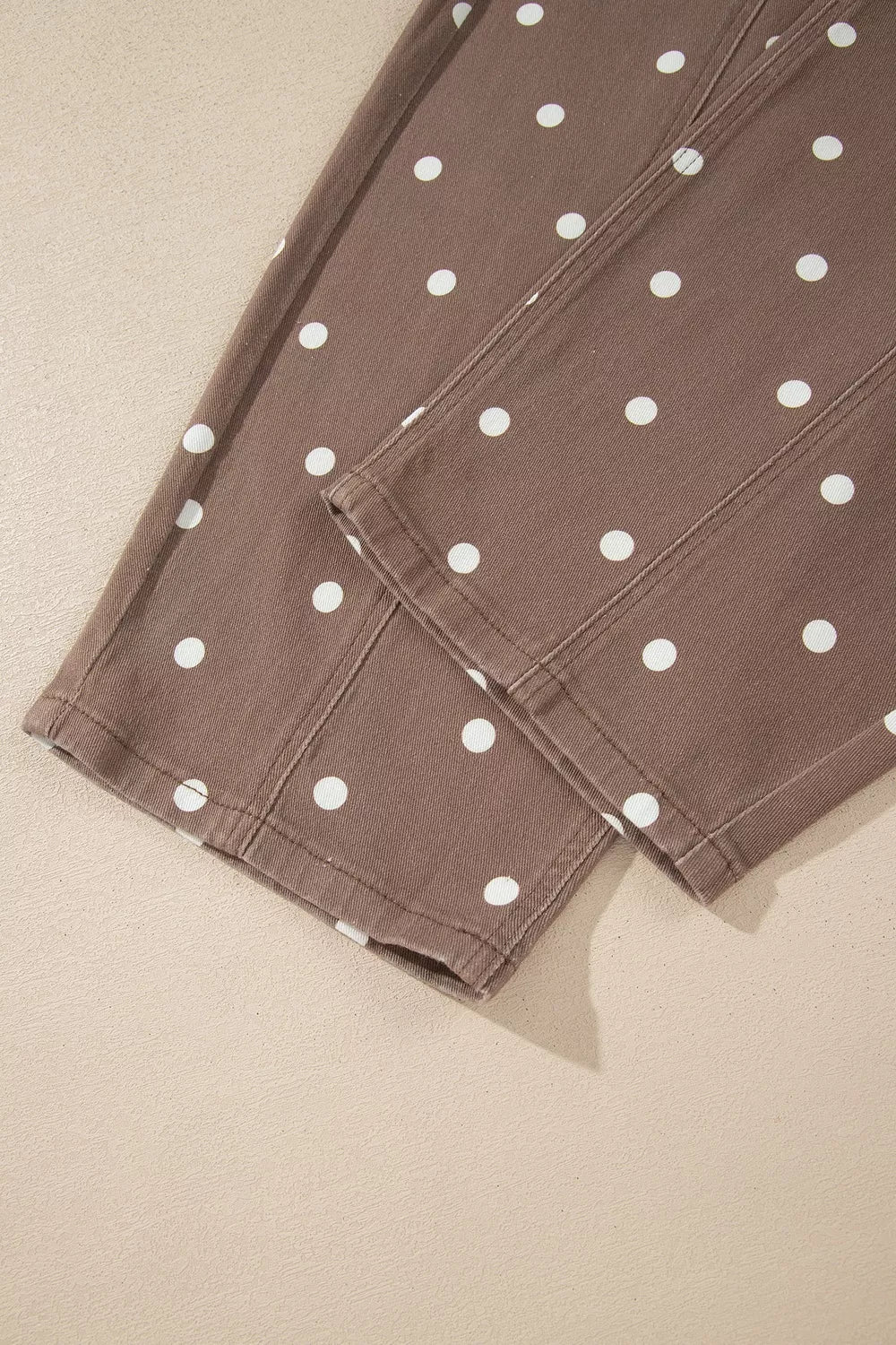 Trendsi Tailored Seam Polka Dot Print Barrel Casual Jeans -