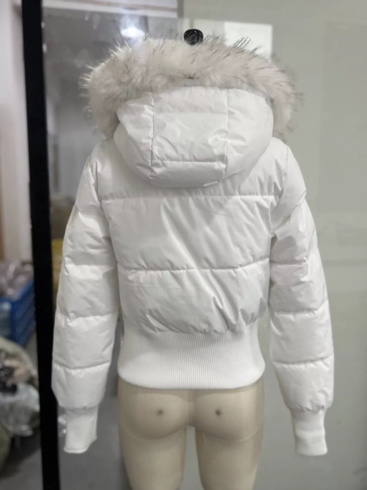 Faux Fur Hooded Puffer Jacket — back view