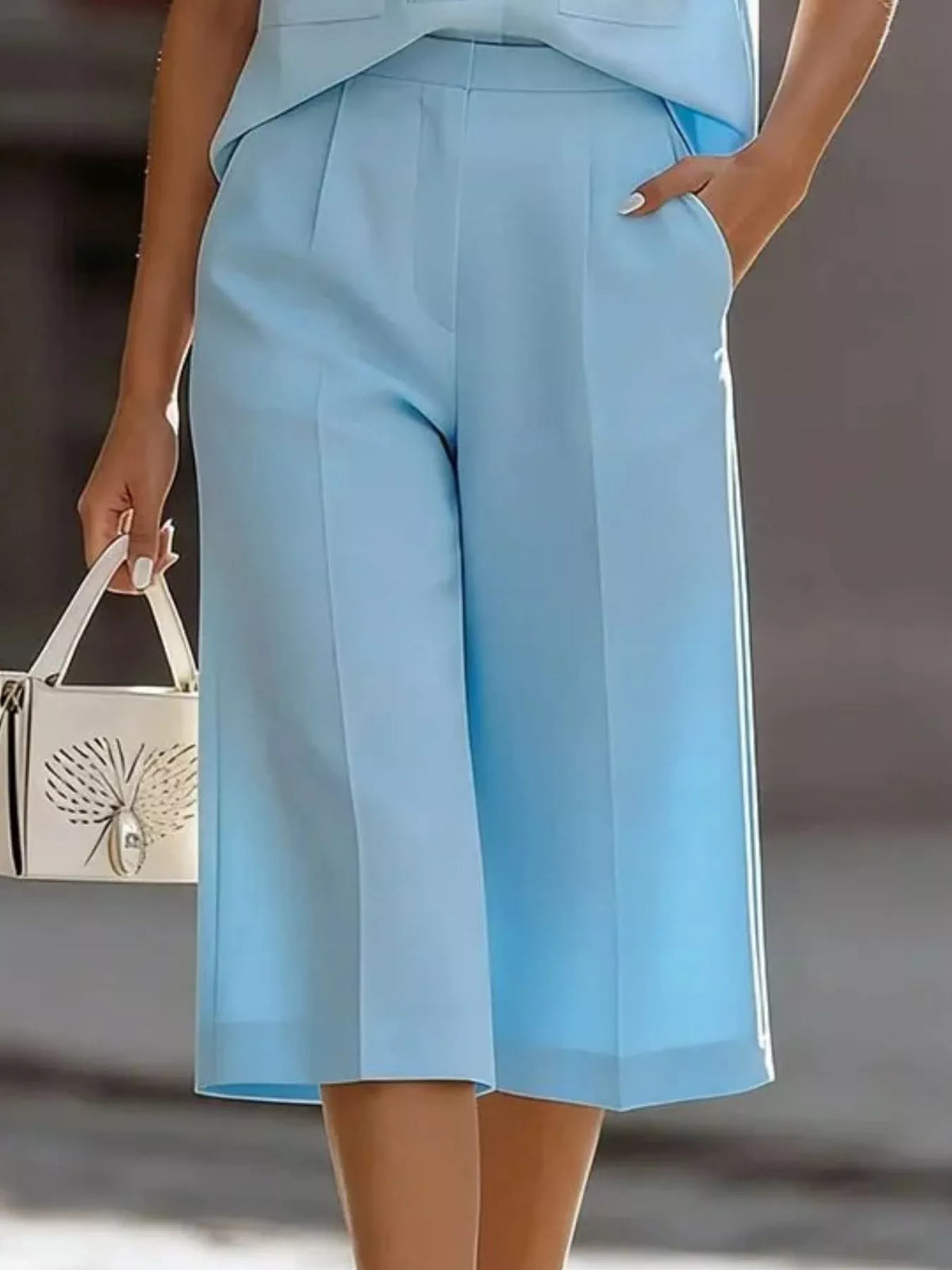 Sky Blue short sleeve shirt and capris set