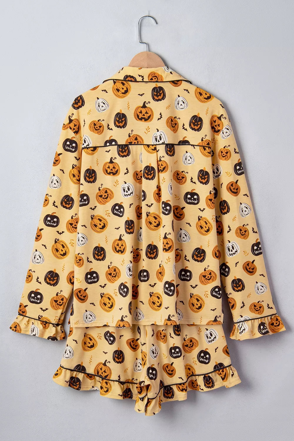 Trendsi Halloween Pumpkin Print Long Sleeve Two Piece Lounge Set -