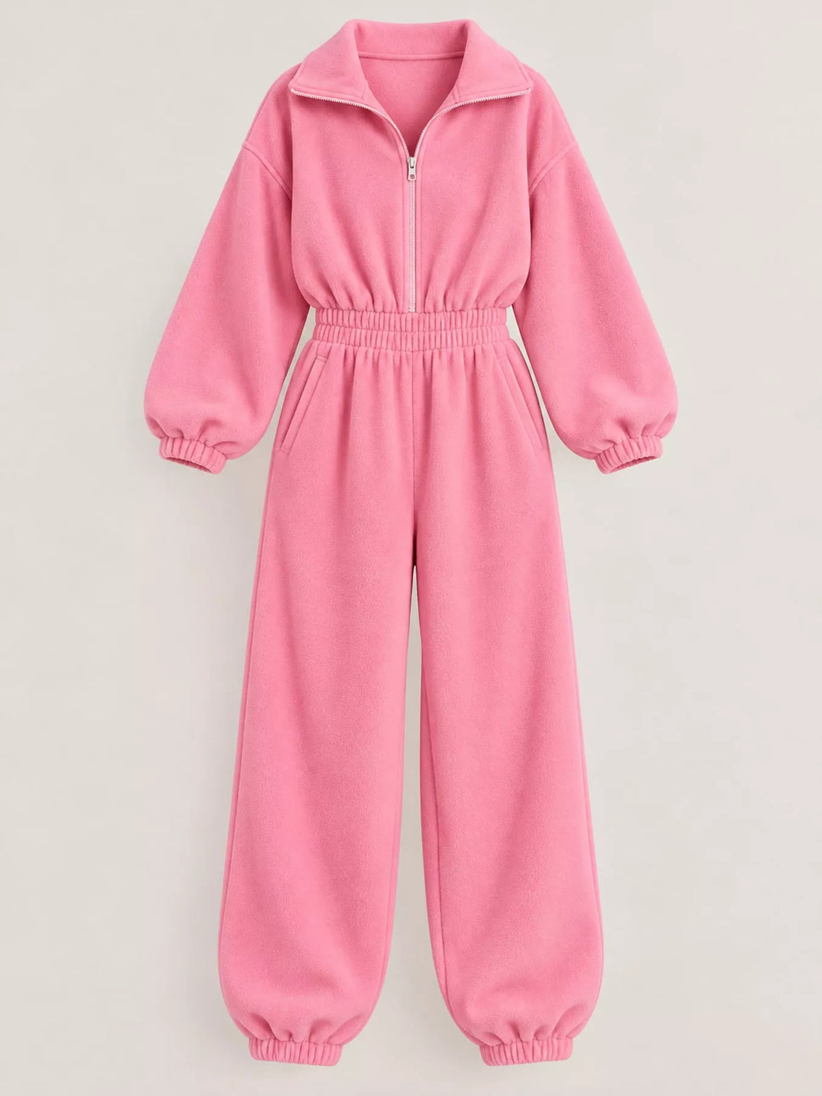 Zip Front Long Sleeve Jumpsuit — garment front