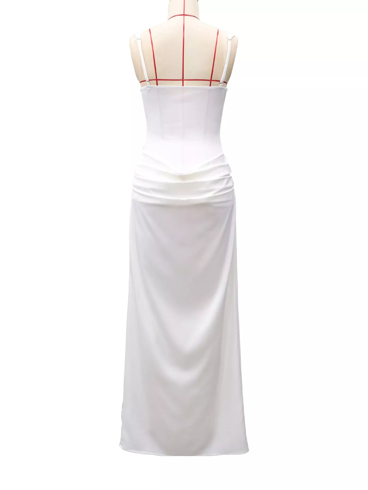 Square neck sleeveless maxi dress, back view