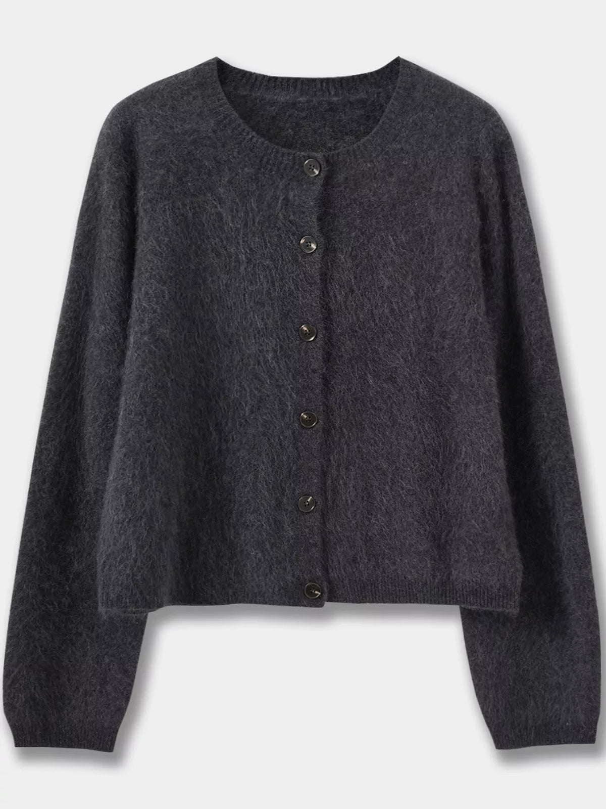 Black fuzzy button up cropped cardigan