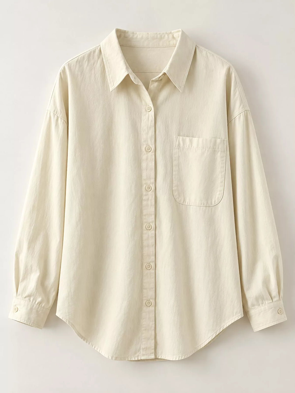 Apricot Beige oversized button-down long sleeve shirt