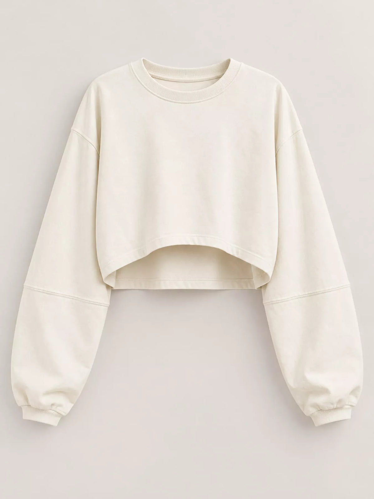 Cropped Sweatshirt in cream, front view
