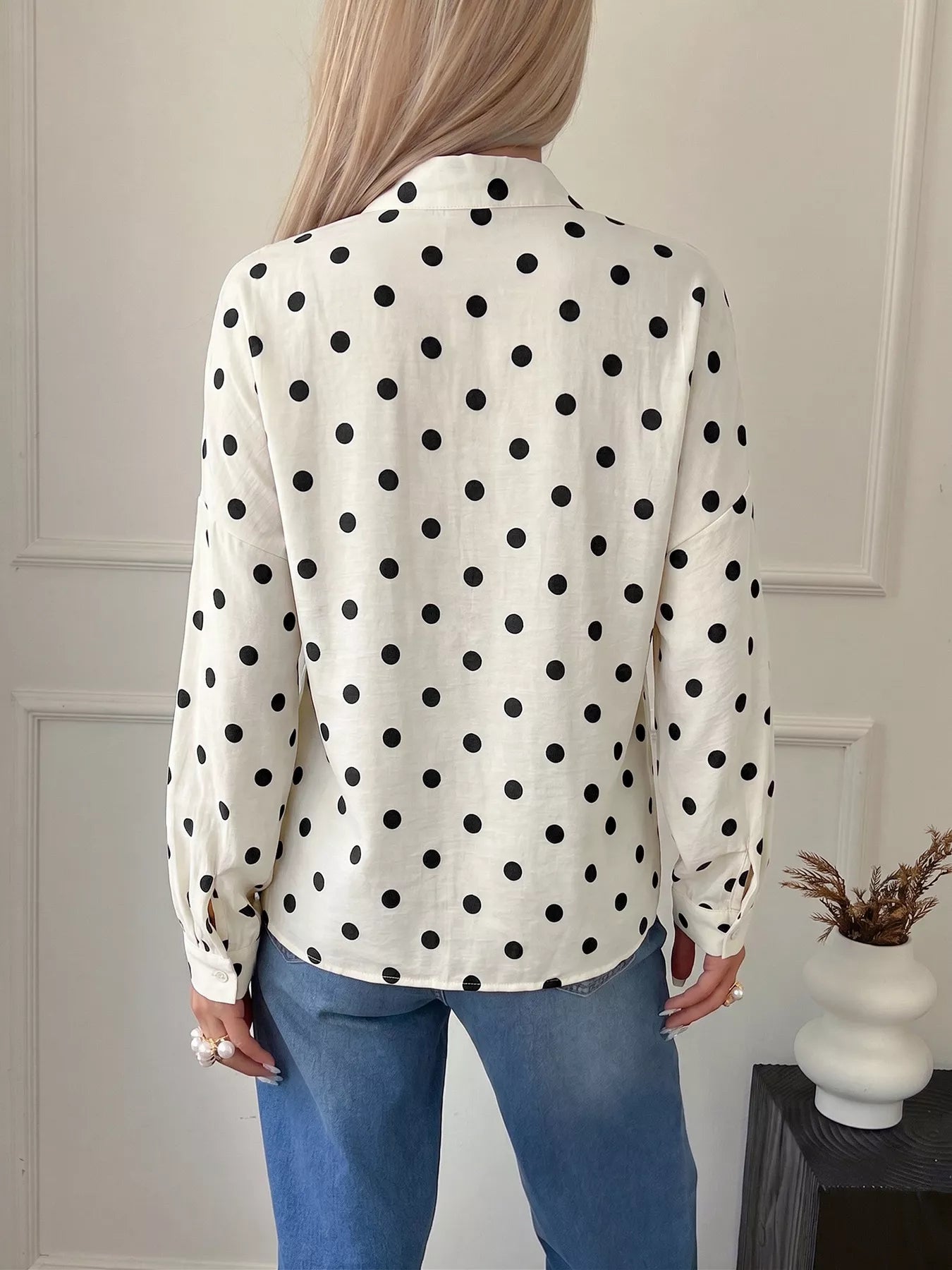 Trendsi Polka Dot Button-Up Shirt -
