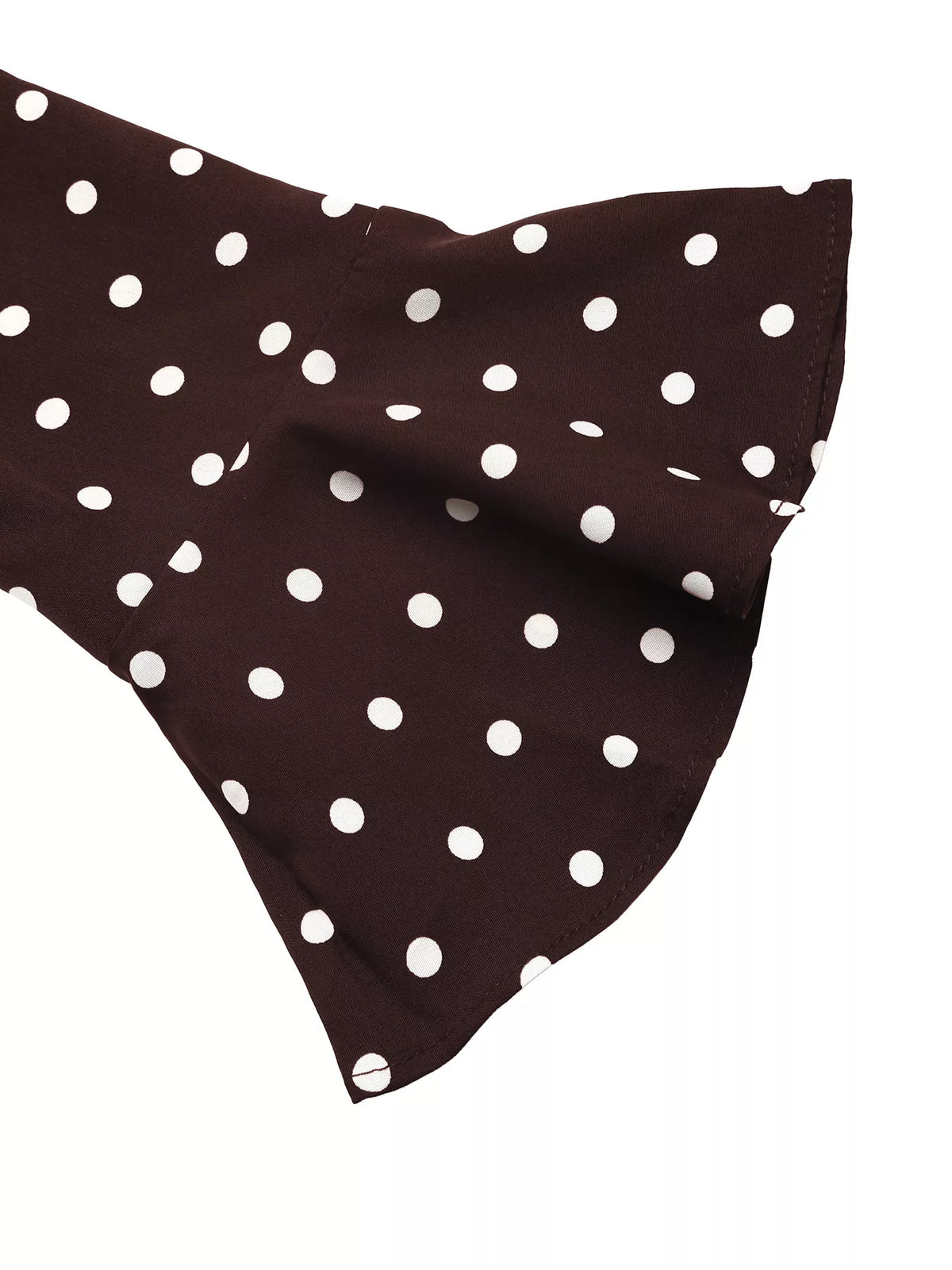 Brown polka dot long sleeve maxi dress, flounce cuff detail