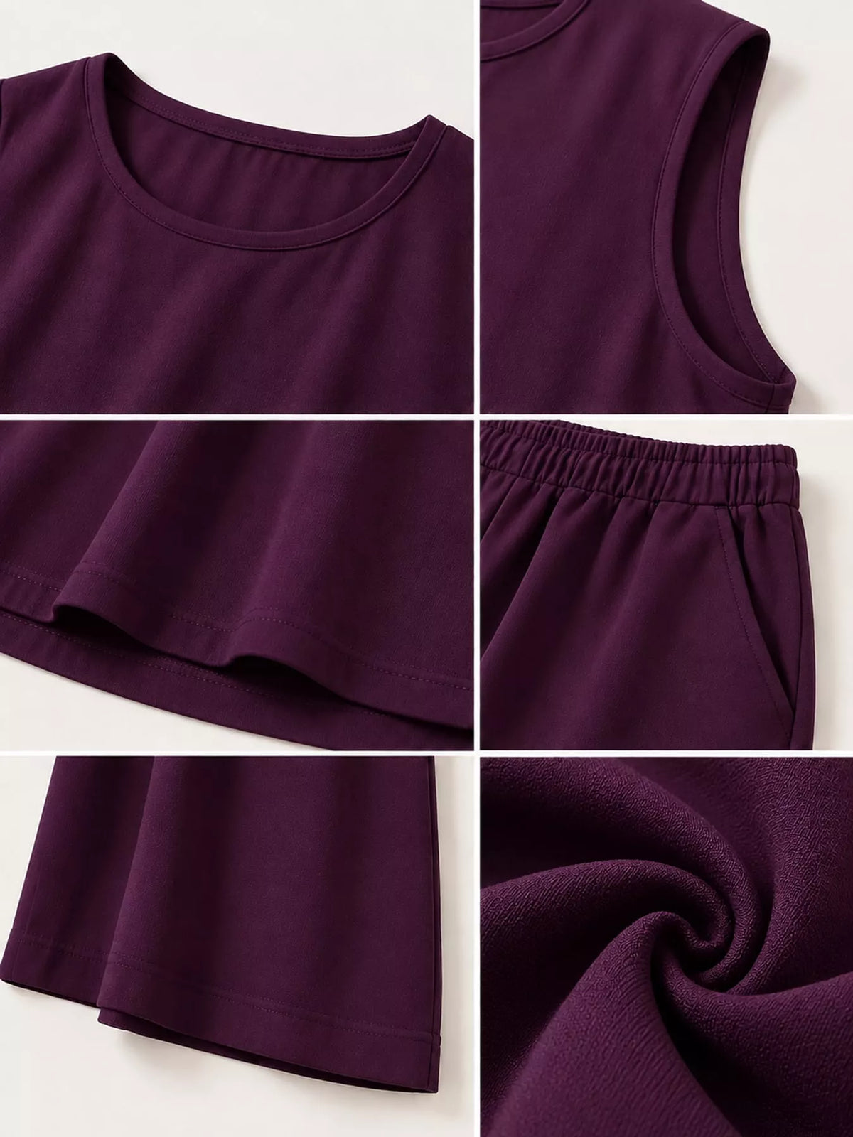 Sleeveless Tank Top and Wide-Leg Pants Set — construction details