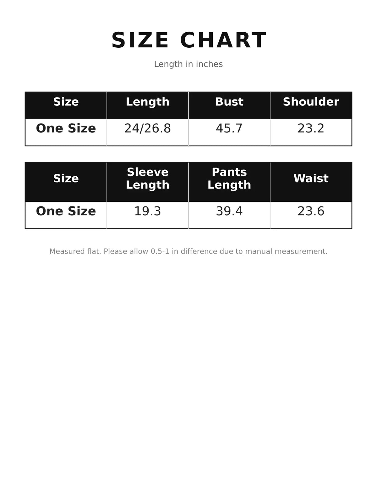 Mock Neck Sweater and Wide-Leg Pants Knit Set — size and measurement chart