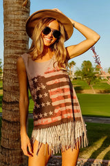 Trendsi BiBi American Flag Print Knit Sleeveless Top -