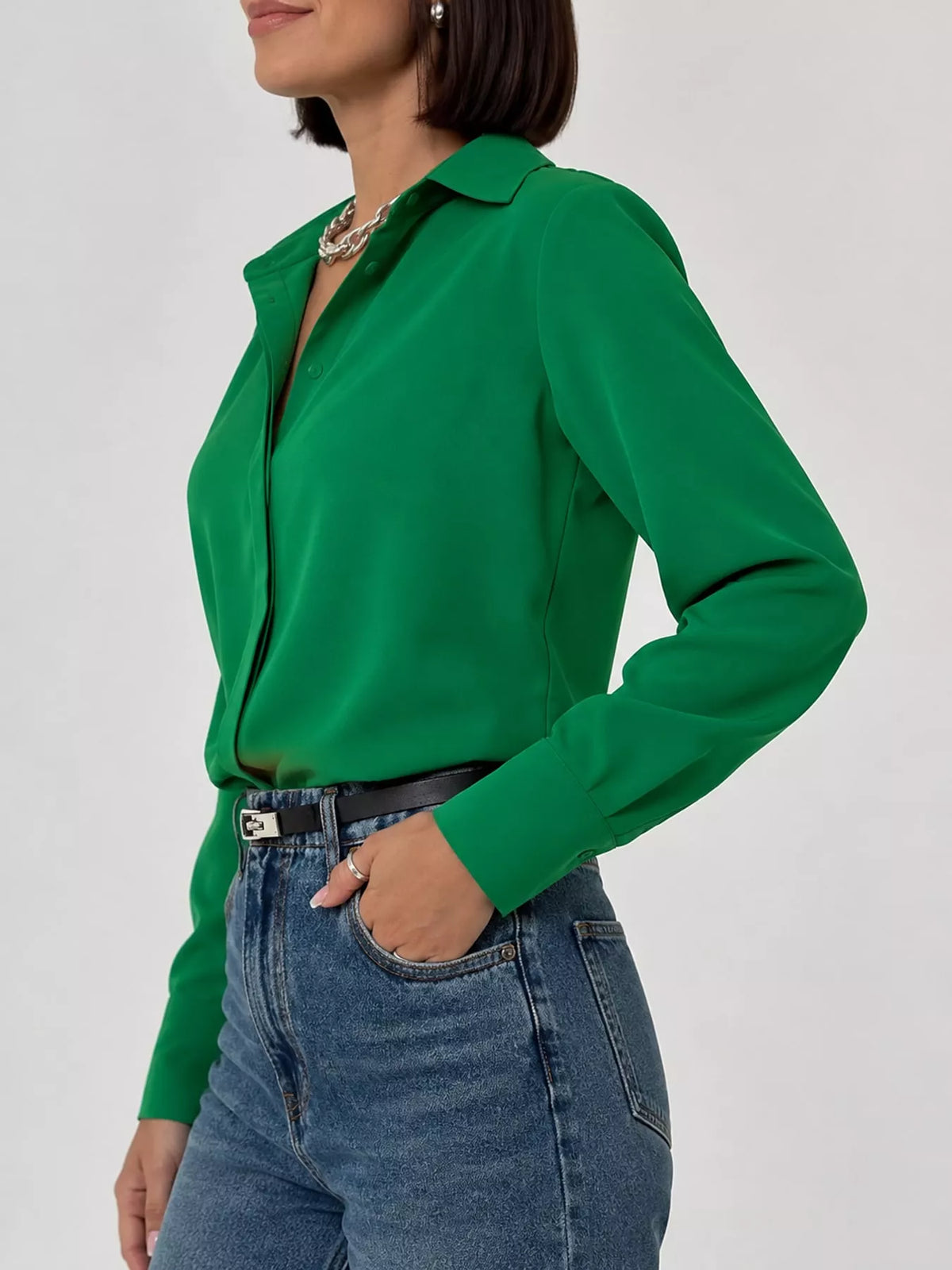 Button-up shirt, green side