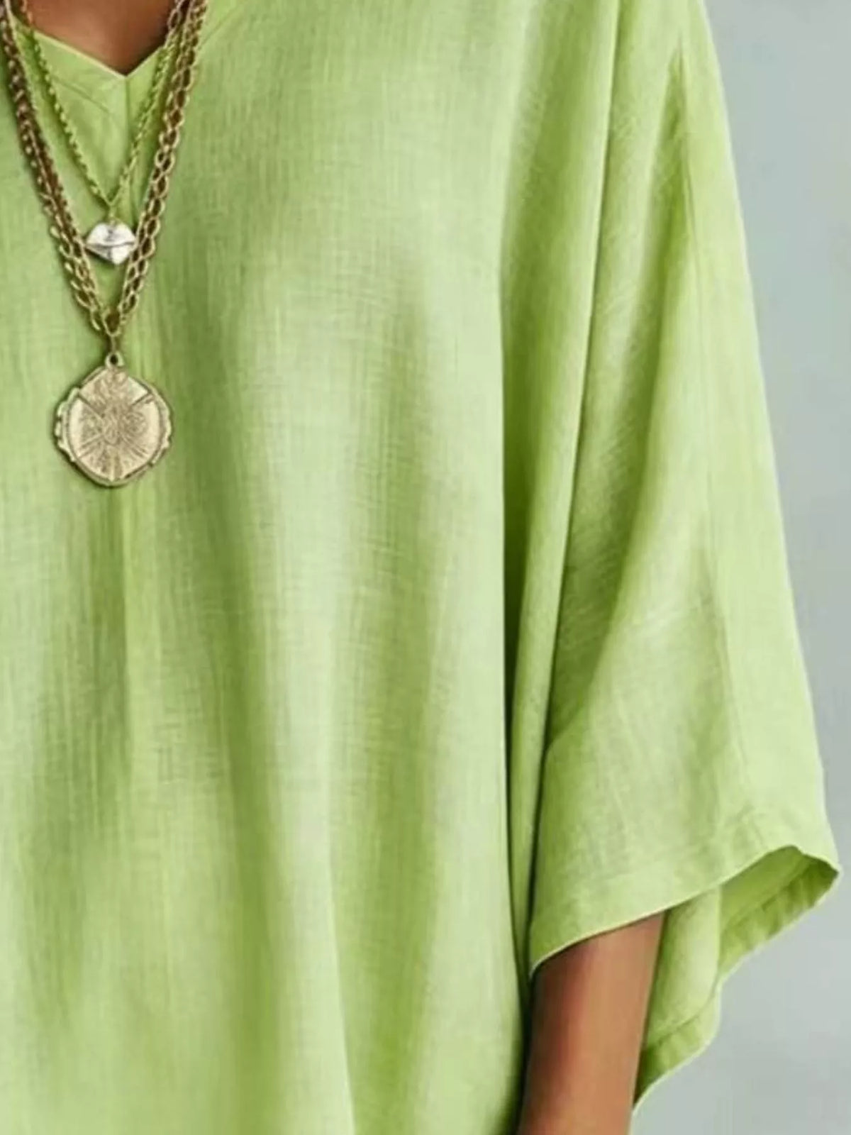 Lime V-Neck Loose Fit T-Shirt alternate view
