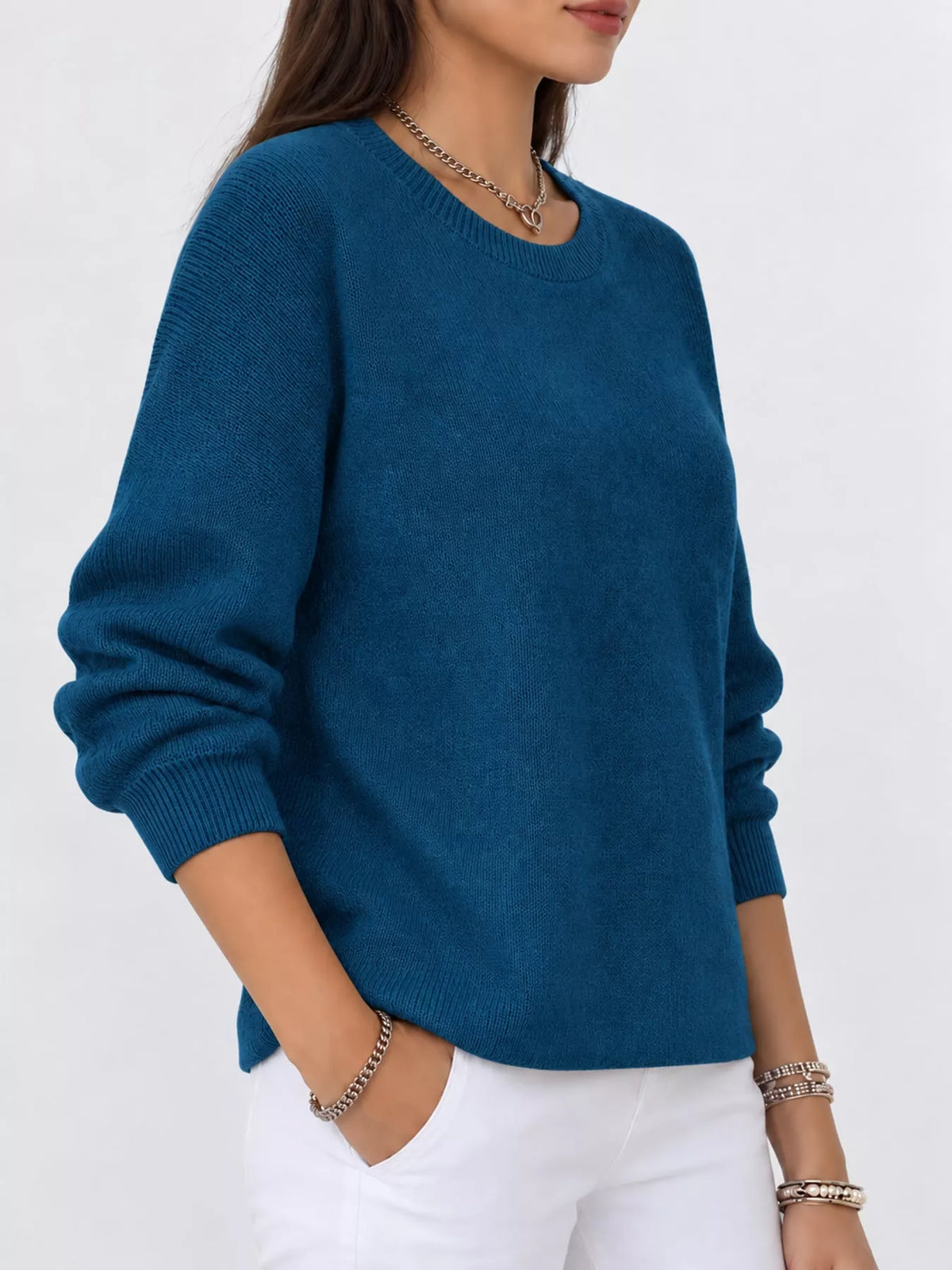 Peacock Blue crew neck sweater