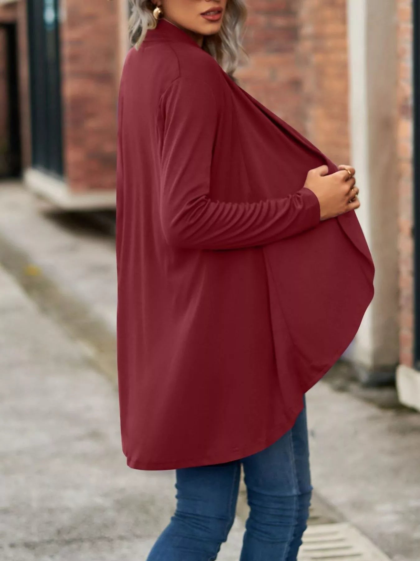 Trendsi Open-Front Dropped Shoulder Cardigan -