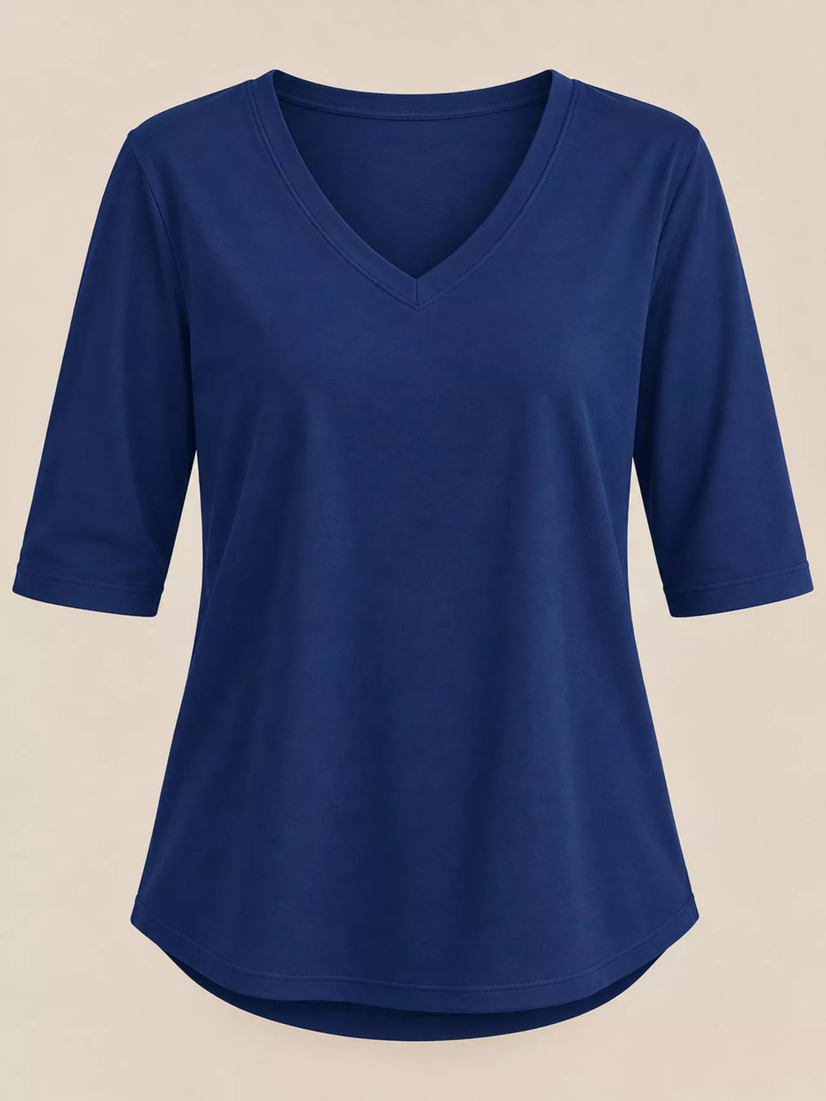 Navy v-neck half sleeve t-shirt
