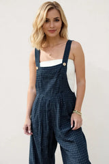 Trendsi Oh Full Size Plaid Wide Leg Overalls with Pockets -