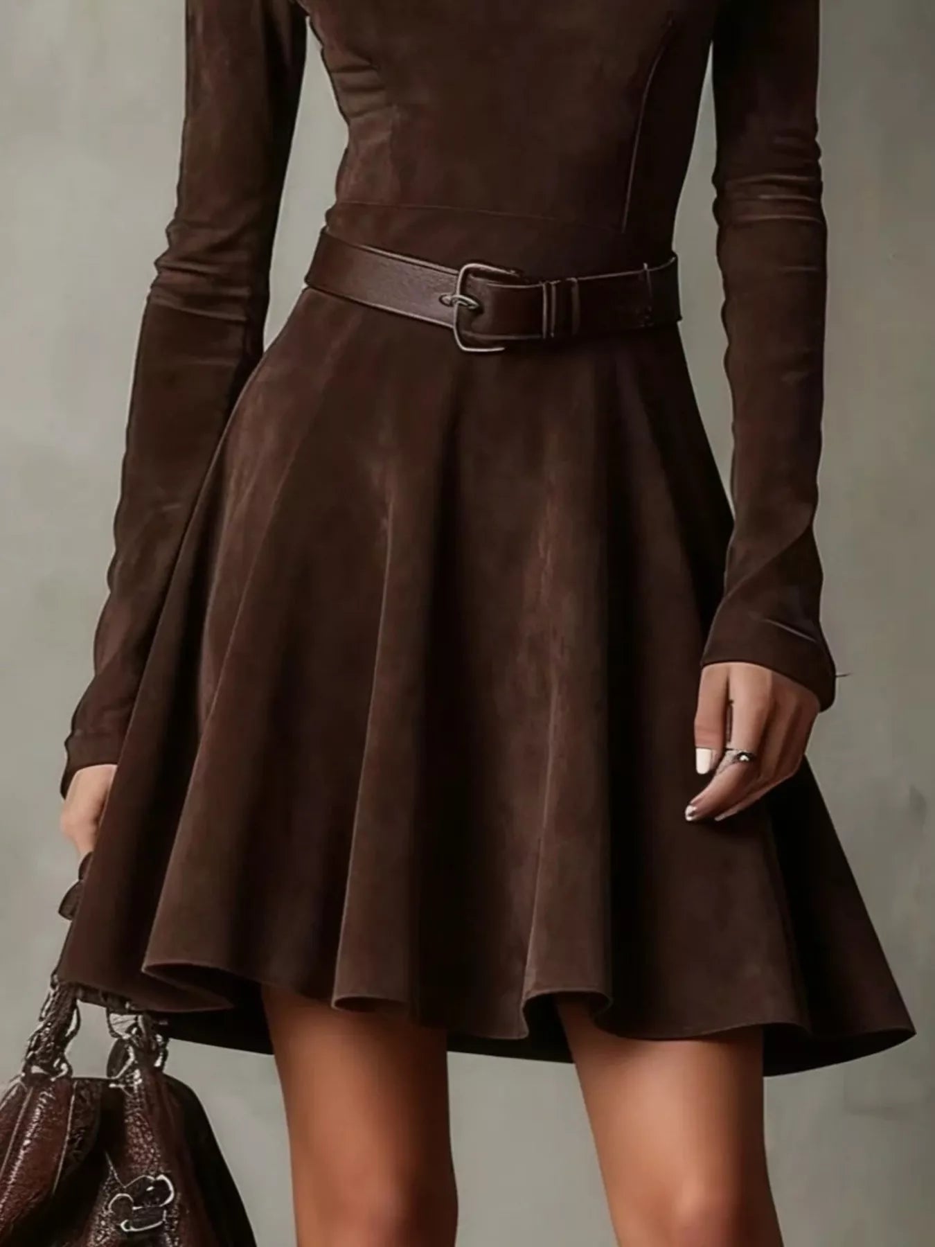 Trendsi Mock Neck A-Line Dress -
