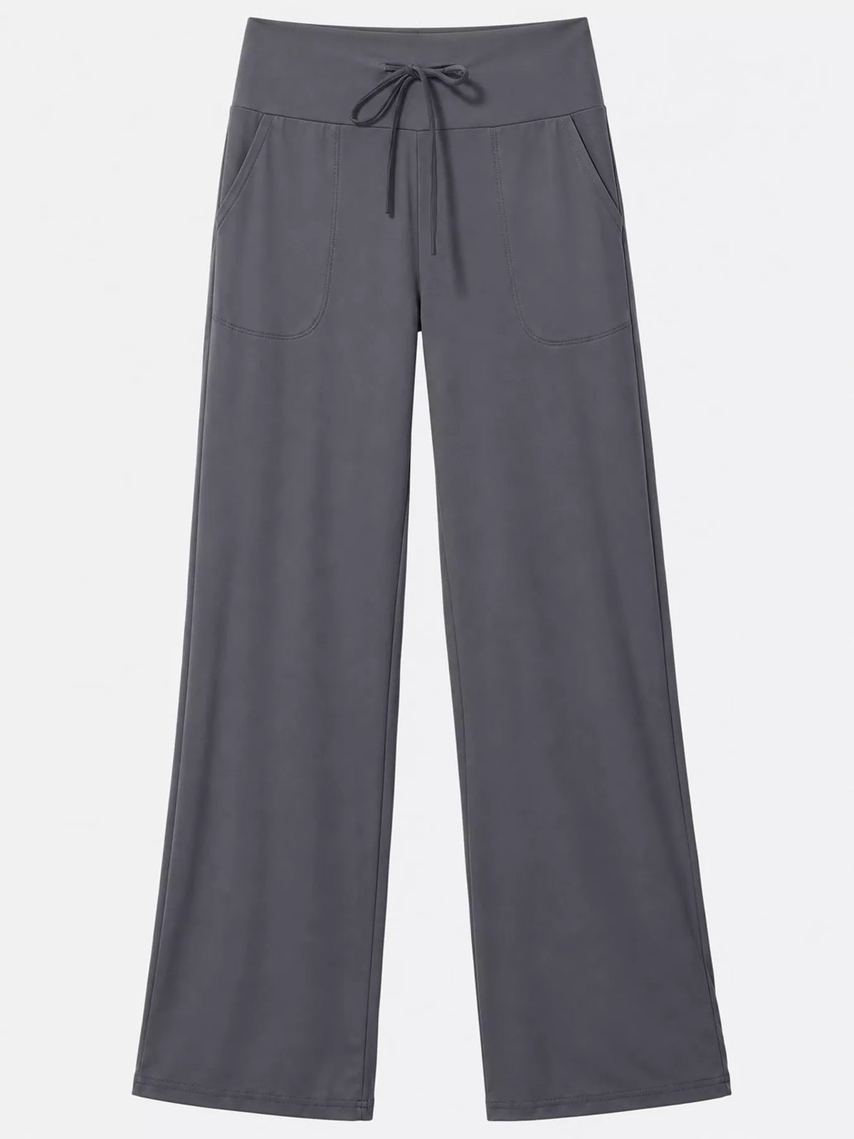 Wide-leg lounge pants, gray flat front