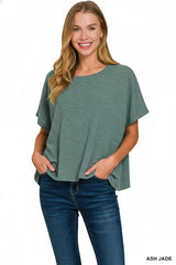 Trendsi Zenana Cotton Slub Oversize Tee -