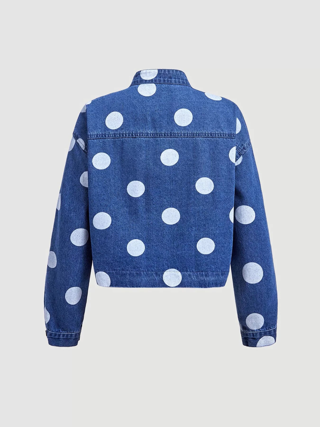 Trendsi Polka Dot Cropped Denim Jacket -