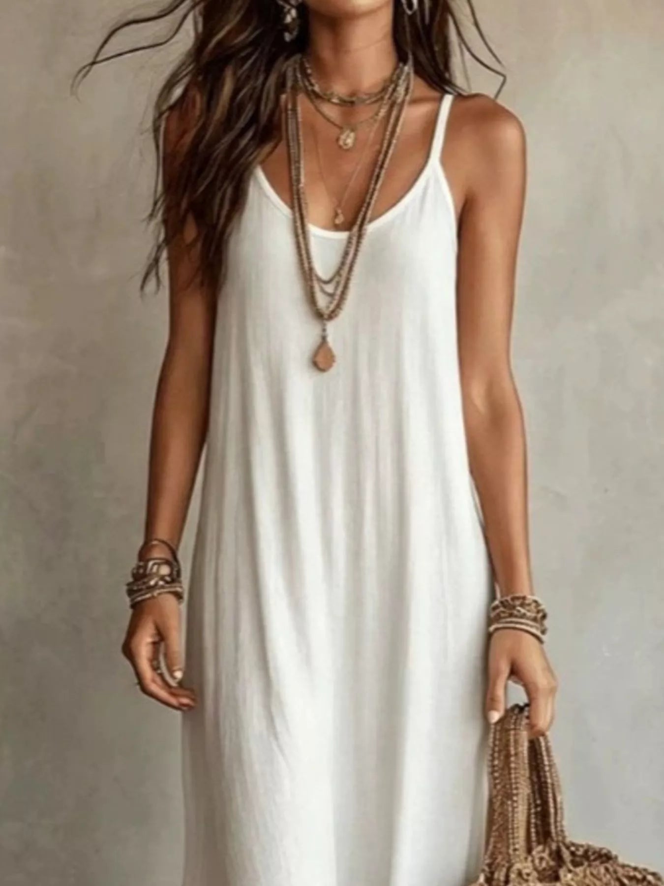 Trendsi Full Size Scoop Neck Spaghetti Strap Maxi Dress Plus Size -