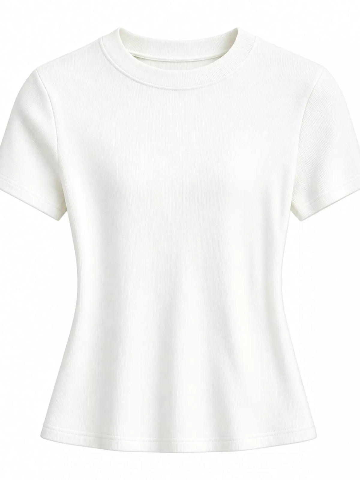 White slim-fit crew neck T-shirt, front view